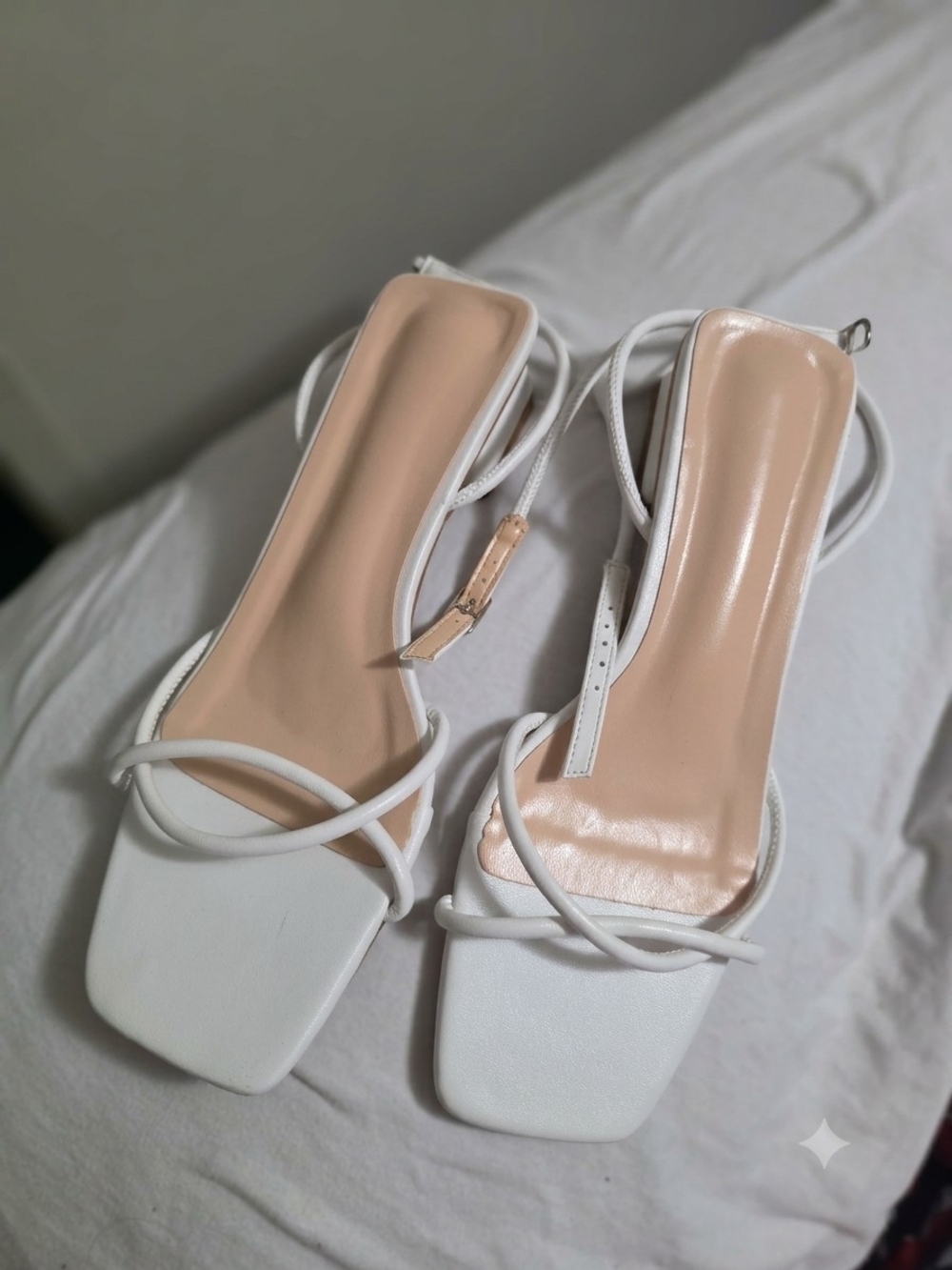 White Strappy Square-Toe Women's Sandals